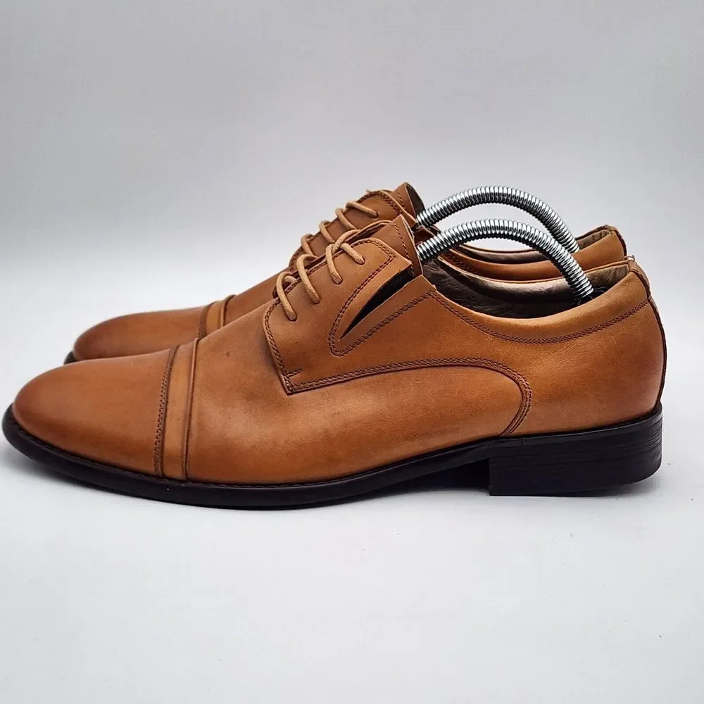 Hart Schaffner Marx Men's Dress Shoes 10.5 M Brown Leather Captoe Business‎ READ